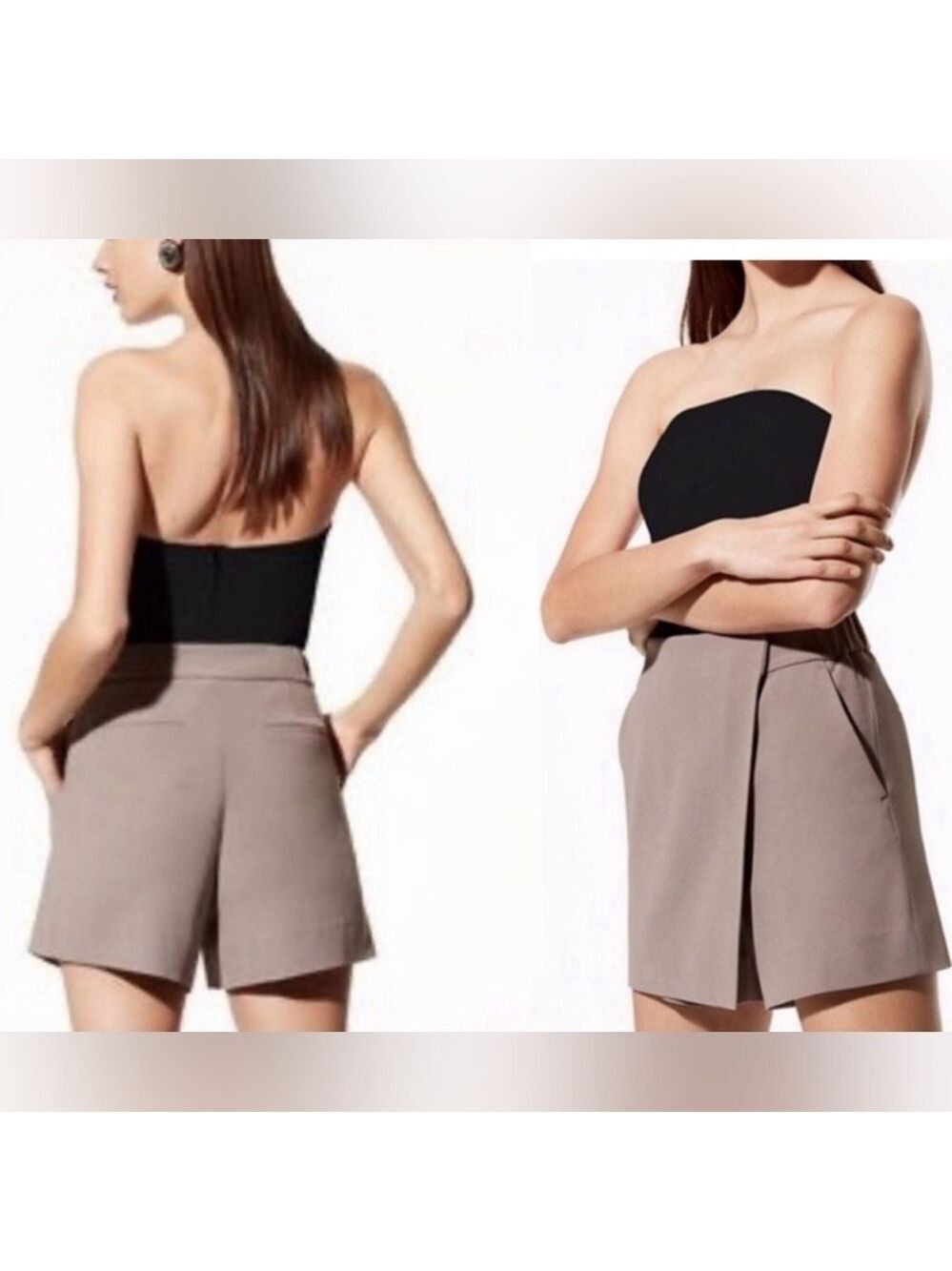 Aritzia Babaton Hikaru Skort Shorts Skirt in Tan Taupe Brown Crepe Size 4